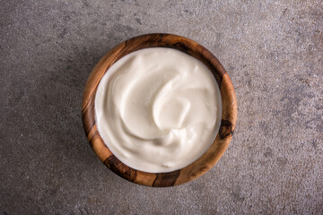 Sour cream as sauce or ingredient for tasty meals
