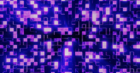 Abstract background of purple shiny mirror iridescent squares and rectangles digital hi-tech