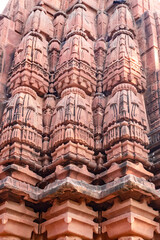 ancient hindu temple architecture from unique angle at day