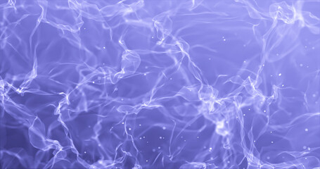 Abstract background of blue smoke of glowing waves from the air with particles of energy and magic. Screensaver