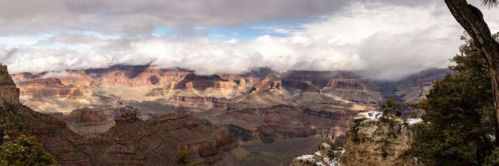 Clouds Engulf The North Rim of Grand Canyon Panorama