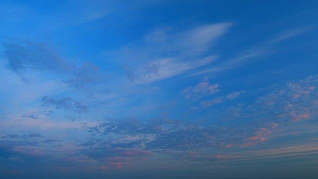 Beautiful sunset. Evening sky scene with different shades light from setting sun. Timelapse.