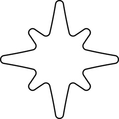 Black line sparkles symbol. Vector stars sparkle icon. Bright firework, decoration twinkle, shiny flash. Glowing light effect.