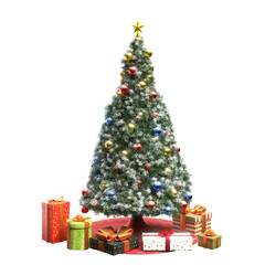 decorated christmas tree isolated