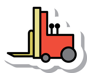 ステッカー風の単品乗り物イラスト　フォークリフト