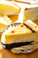 fresh sweet cakes at vertical composition