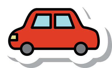 ステッカー風の単品乗り物イラスト　自動車
