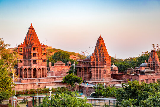 ancient hindu temple architecture with bright sky from unique angle at day