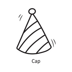 Cap vector outline Icon Design illustration. Party and Celebrate Symbol on White background EPS 10 File
