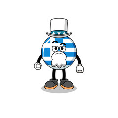 Illustration of greece flag cartoon with i want you gesture
