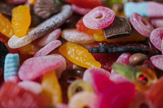 Assorted candies background