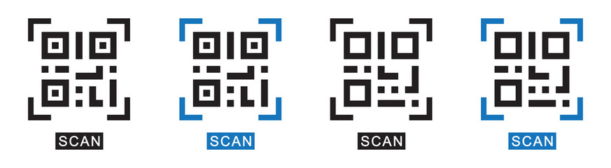 QR code icon. Barcode scan icon, vector illustration