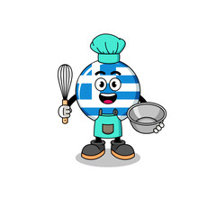 Illustration of greece flag as a bakery chef