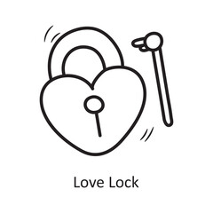 Love Lock vector outline Icon Design illustration. Party and Celebrate Symbol on White background EPS 10 File