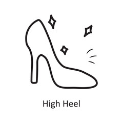  High Heel vector outline Icon Design illustration. Party and Celebrate Symbol on White background EPS 10 File
