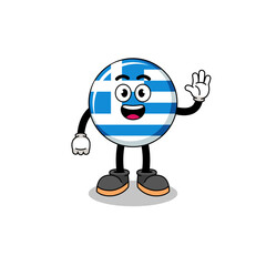 greece flag cartoon doing wave hand gesture