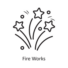  Fire Works vector outline Icon Design illustration. Party and Celebrate Symbol on White background EPS 10 File