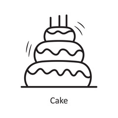 Cake vector outline Icon Design illustration. Party and Celebrate Symbol on White background EPS 10 File