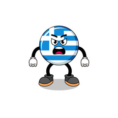 greece flag cartoon illustration with angry expression