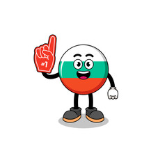 Cartoon mascot of bulgaria flag number 1 fans