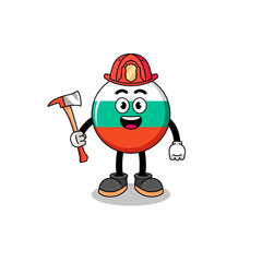 Cartoon mascot of bulgaria flag firefighter