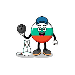 Mascot of bulgaria flag as a bowling player
