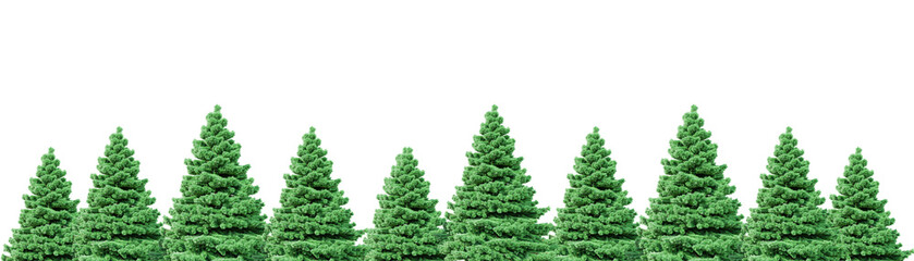 3d illustration of Christmas tree on isolated white background, empty pace for text