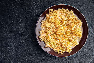 pasta christmas shape festive food snack meal food snack on the table copy space food background rustic top view