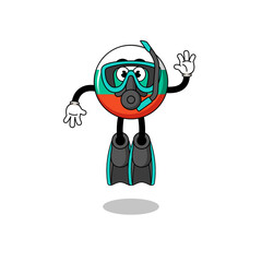 Character cartoon of bulgaria flag as a diver