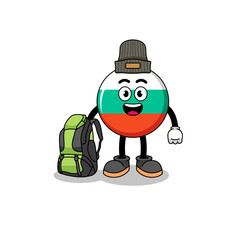 Illustration of bulgaria flag mascot as a hiker