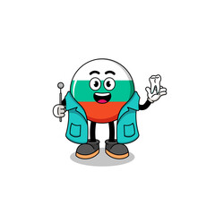 Illustration of bulgaria flag mascot as a dentist