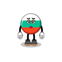 bulgaria flag cartoon with fatigue gesture