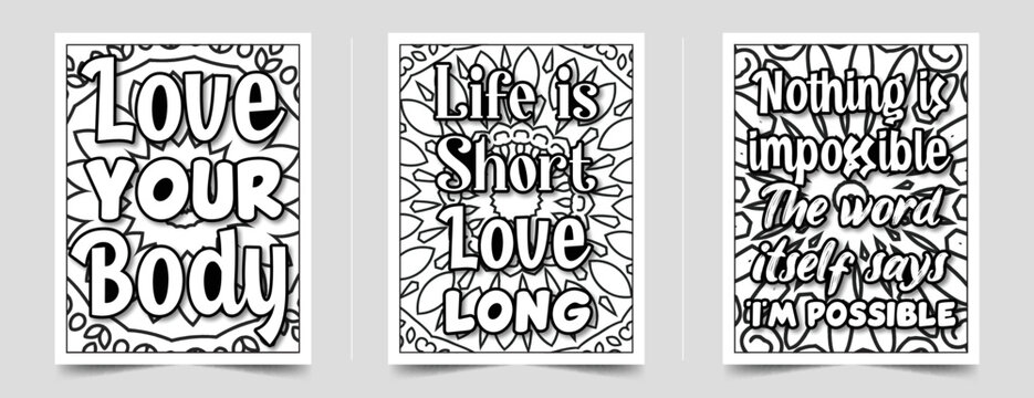 Motivational quotes adult coloring books, Inspirational quotes adult coloring pages with Positive and Good Vibes
