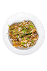 spicy eggplant snack fresh vegetable pickled asian food meal food on the table copy space food background rustic top view