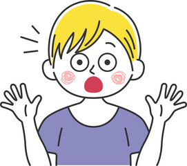 驚いてビックリする、白人男性のイラスト