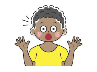 驚いてビックリする、黒人男性のイラスト