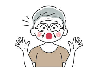 驚いてビックリする、年配男性のイラスト