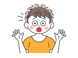 驚いてビックリする、若い男性のイラスト