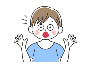 驚いてビックリする、男性のイラスト