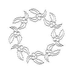 Christmas Wreath and garlands. Pattern Vintage Embroidery Design for print or use as party invitation, Greeting card, poster.