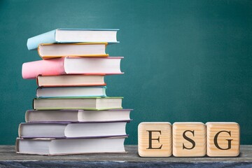 ESG Concept on cubes and studing books