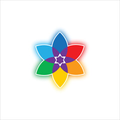 meditation and yoga logo with seven colors of aura energy