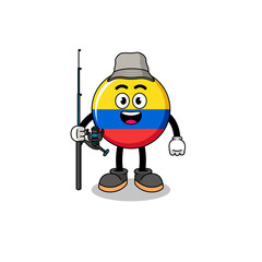 Mascot Illustration of colombia flag fisherman