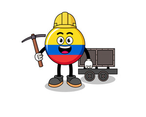 Mascot Illustration of colombia flag miner