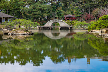 Fototapeta na wymiar 広島の日本庭園、縮景園