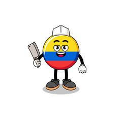 Mascot of colombia flag as a butcher