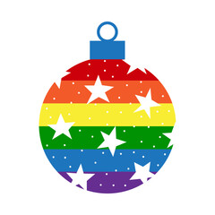 Rainbow LGBT christmas ball decoration with stars