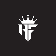 HF or FH logo monogram symbol shield with crown shape design vector