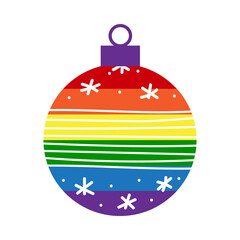 Obraz premium Rainbow LGBT christmas ball decoration with ornament