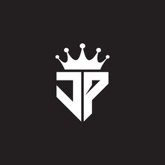 JP or PJ logo monogram symbol shield with crown shape design vector